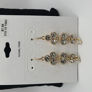 Gold tone rhinestone drop earrings
